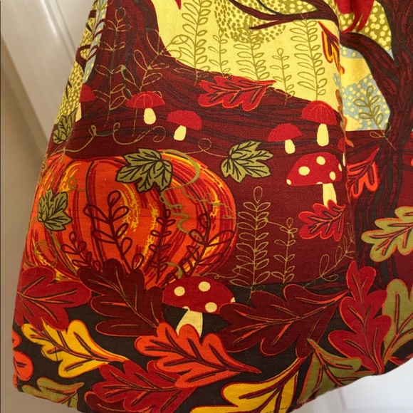 Autumn/Fall Forest Animals Pumpkins and Mushrooms Scene A-Line Skirt - Picture 3 of 7